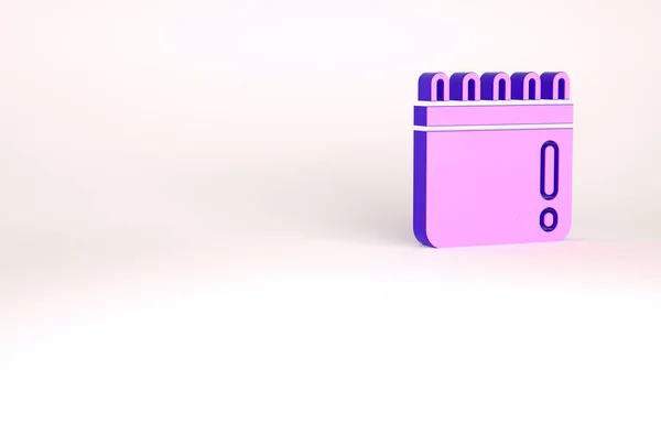 Calendario púrpura con el icono del juego de béisbol aislado sobre fondo blanco. Día del juego. Concepto minimalista. 3D ilustración 3D render — Foto de Stock