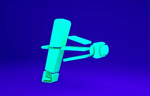Green Baseball bat with ball icon isolated on blue background. Minimalism concept. 3d illustration 3D render — Φωτογραφία Αρχείου