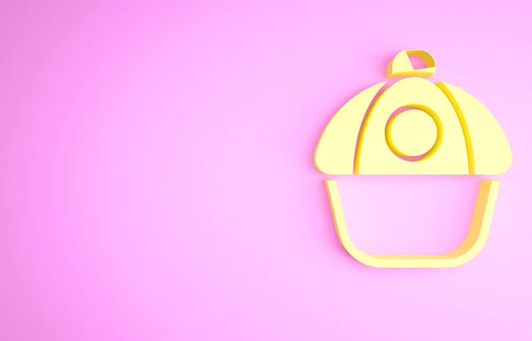 Yellow Baseball cap icon isolated on pink background. Sport equipment. Sports uniform. Minimalism concept. 3d illustration 3D render — Φωτογραφία Αρχείου