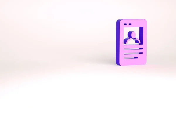 Icono de la tarjeta de béisbol púrpura aislado sobre fondo blanco. Concepto minimalista. 3D ilustración 3D render — Foto de Stock