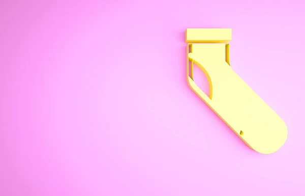 Ícone de meia de beisebol amarelo isolado no fundo rosa. Conceito de minimalismo. 3D ilustração 3D render — Fotografia de Stock