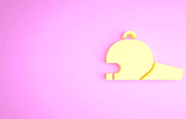 Yellow Baseball cap icon isolated on pink background. Sport equipment. Sports uniform. Minimalism concept. 3d illustration 3D render — Φωτογραφία Αρχείου