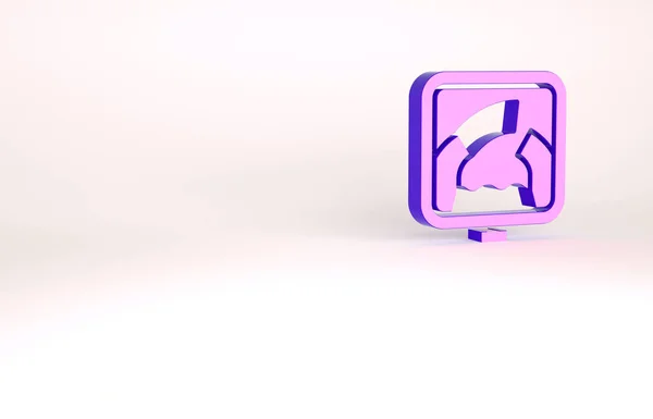 Purple Drawbridge ahead icon isolated on white background. Information road sign. Minimalism concept. 3d illustration 3D render — Stock Photo, Image