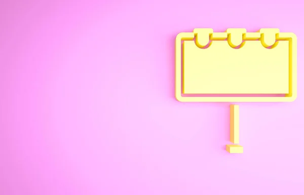 Cartelera grande en blanco amarillo con icono de luces aisladas sobre fondo rosa. Concepto minimalista. 3D ilustración 3D render — Foto de Stock