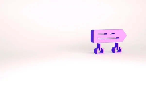 Señal de tráfico de Purple Road. Icono de señal aislado sobre fondo blanco. Símbolo de puntero. Señal de información de la calle aislada. Señal de dirección. Concepto minimalista. 3D ilustración 3D render — Foto de Stock