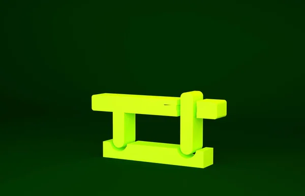 Yellow Parking car barrier icon isolated on green background. Street road stop border. Minimalism concept. 3d illustration 3D render — Stock Photo, Image