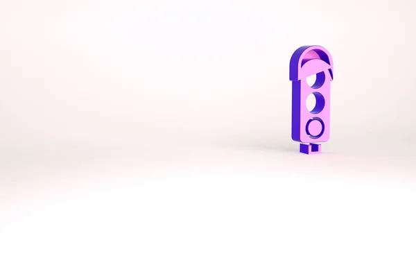 Icono de semáforo púrpura aislado sobre fondo blanco. Concepto minimalista. 3D ilustración 3D render —  Fotos de Stock