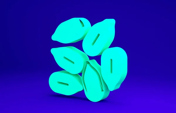 Зелене насіння певної ікони рослин ізольовано на синьому фоні. Концепція мінімалізму. 3D ілюстрація 3D рендеринга — стокове фото