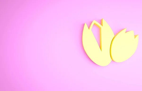 ピンクの背景に黄色のピスタチオナッツのアイコンが孤立しています。最小限の概念。3Dイラスト3Dレンダリング — ストック写真