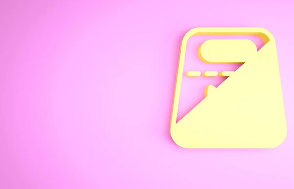 Yellow Pack vol met zaden van een specifiek plant icoon geïsoleerd op roze achtergrond. Minimalisme concept. 3d illustratie 3D renderen — Stockfoto