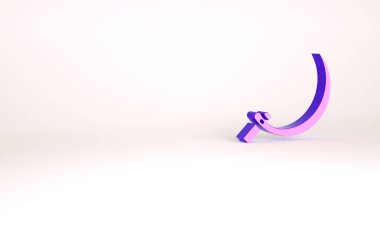 Mor Orak simgesi beyaz arkaplanda izole edildi. Kanca işaretini topluyorum. Minimalizm kavramı. 3d illüstrasyon 3B canlandırma