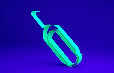 Mavi arkaplanda yeşil kepçe un simgesi izole edildi. Minimalizm kavramı. 3d illüstrasyon 3B canlandırma