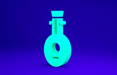 Mavi arkaplanda yeşil müzik aletleri ikonu izole edildi. Arapça, doğulu, Yunan müzik aleti. Minimalizm kavramı. 3d illüstrasyon 3B canlandırma