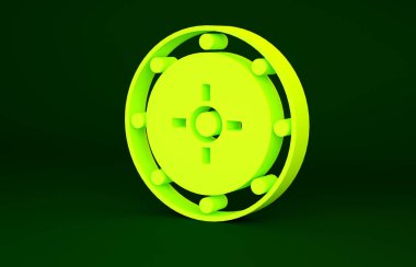 Sarı Güvenli simgesi yeşil arkaplanda izole edildi. Kapı, şifreli bir banka kasası. Güvenilir Veri Koruma. Minimalizm kavramı. 3d illüstrasyon 3B canlandırma