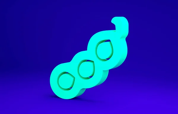 Grüne Erbsen Symbol isoliert auf blauem Hintergrund. Minimalismus-Konzept. 3D Illustration 3D Renderer — Stockfoto