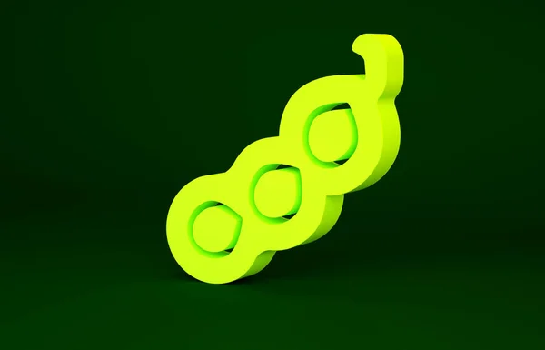 Gula gröna ärtor ikon isolerad på grön bakgrund. Minimalistiskt koncept. 3D-återgivning för 3D — Stockfoto
