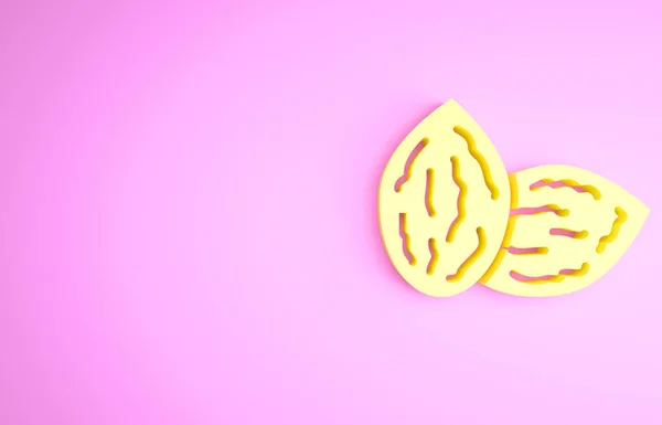 Egy adott növény rózsaszín alapon izolált sárga magja. Minimalizmus koncepció. 3d illusztráció 3D render — Stock Fotó