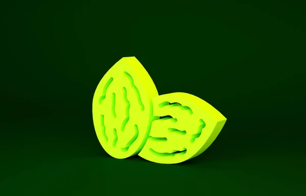 Gelbe Samen eines bestimmten Pflanzensymbols isoliert auf grünem Hintergrund. Minimalismus-Konzept. 3D Illustration 3D Renderer — Stockfoto