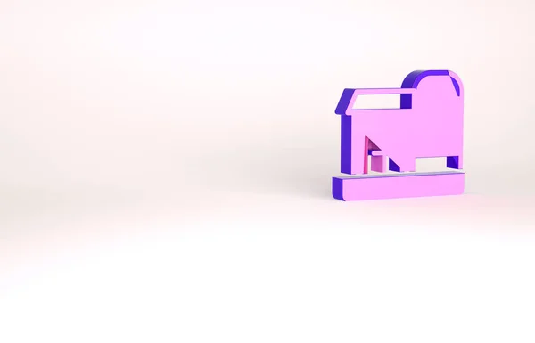 Purple Farm house icono aislado sobre fondo blanco. Concepto minimalista. 3D ilustración 3D render —  Fotos de Stock