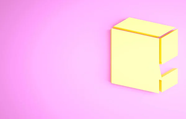 Жовта піктограма пачки борошна ізольована на рожевому фоні. Концепція мінімалізму. 3D ілюстрація 3D рендеринга — стокове фото