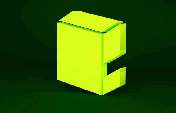 Icono de paquete de harina amarilla aislado sobre fondo verde. Concepto minimalista. 3D ilustración 3D render — Foto de Stock