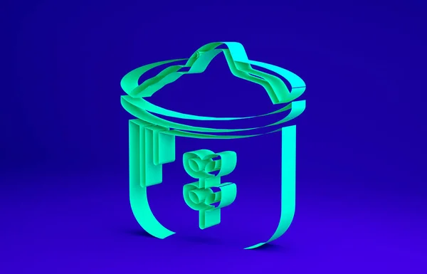 Groene zak bloem pictogram geïsoleerd op blauwe achtergrond. Minimalisme concept. 3d illustratie 3D renderen — Stockfoto