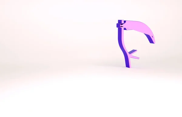 Icona falce viola isolata su sfondo bianco. Buona festa di Halloween. Concetto minimalista. Illustrazione 3d rendering 3D — Foto Stock