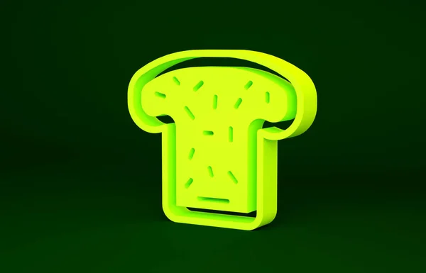 Pan tostado amarillo para trozo de bocadillo de croutón asado icono aislado sobre fondo verde. Almuerzo, cena, desayuno. Concepto minimalista. 3D ilustración 3D render — Foto de Stock