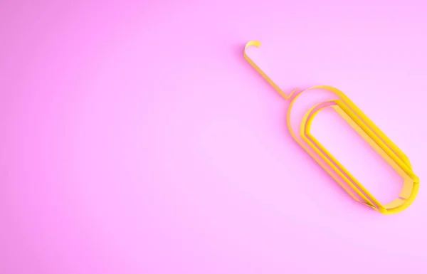 Icono amarillo de harina Scoop aislado sobre fondo rosa. Concepto minimalista. 3D ilustración 3D render — Foto de Stock