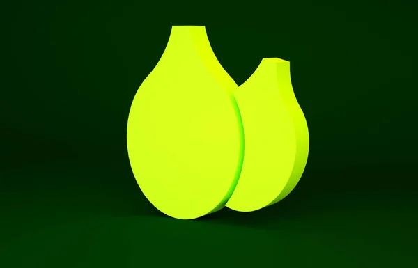 노란 호박 씨 아이콘은 녹색 배경에 분리되어 있습니다. 미니멀리즘의 개념입니다. 3d 삽화 3D 렌더링 — 스톡 사진