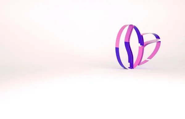 白を基調とした紫色のコーヒー豆のアイコン。最小限の概念。3Dイラスト3Dレンダリング — ストック写真