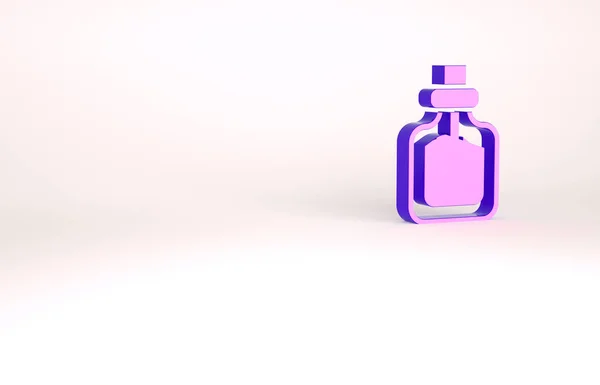 Ícone de perfume roxo isolado no fundo branco. Conceito de minimalismo. 3D ilustração 3D render — Fotografia de Stock