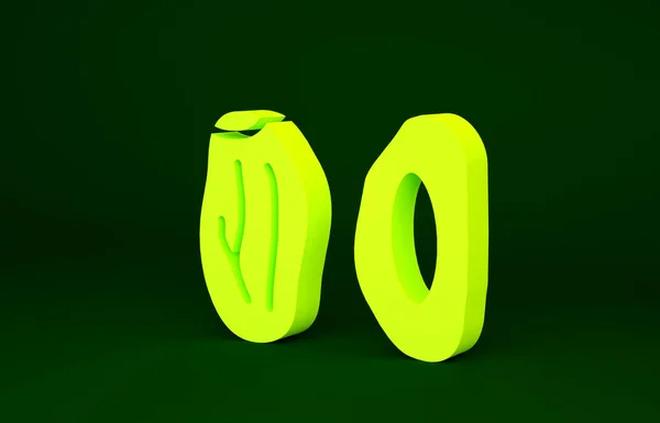 Иконка желтых фиников на зеленом фоне. Концепция минимализма. 3D-рендеринг — стоковое фото