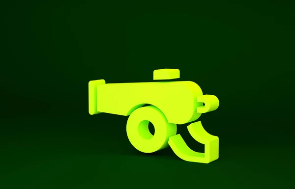 Icono de cañón amarillo Ramadán aislado sobre fondo verde. Concepto minimalista. 3D ilustración 3D render —  Fotos de Stock