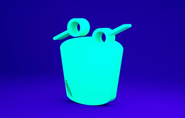 Ícone de tambor verde Ramadã isolado no fundo azul. Conceito de minimalismo. 3D ilustração 3D render — Fotografia de Stock