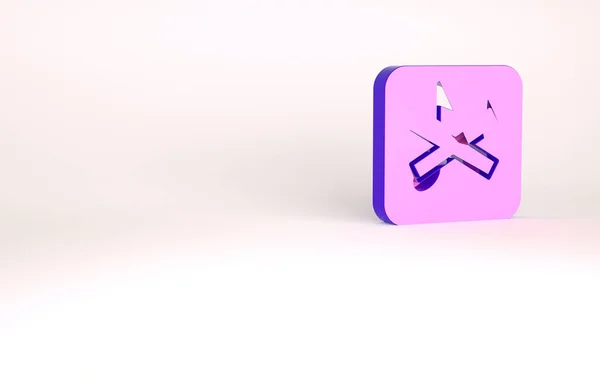 Icono de silencio del altavoz púrpura aislado sobre fondo blanco. No hay icono de sonido. Símbolo de volumen. Concepto minimalista. 3D ilustración 3D render —  Fotos de Stock