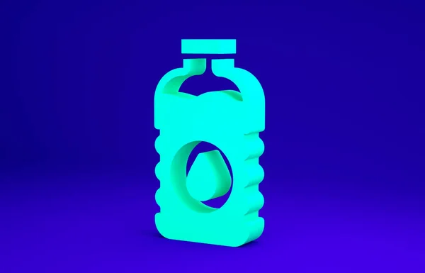 Botella verde icono de agua aislado sobre fondo azul. Signo de bebida de soda aqua. Concepto minimalista. 3D ilustración 3D render — Foto de Stock