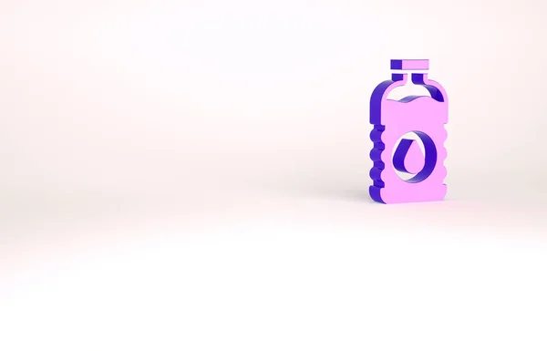 Garrafa roxa de ícone de água isolado no fundo branco. Sinal de bebida com refrigerante. Conceito de minimalismo. 3D ilustração 3D render — Fotografia de Stock