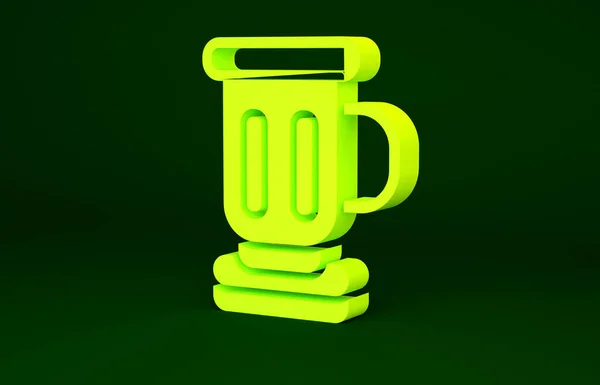 Gul medeltida bägare ikon isolerad på grön bakgrund. Minimalistiskt koncept. 3D-återgivning för 3D — Stockfoto