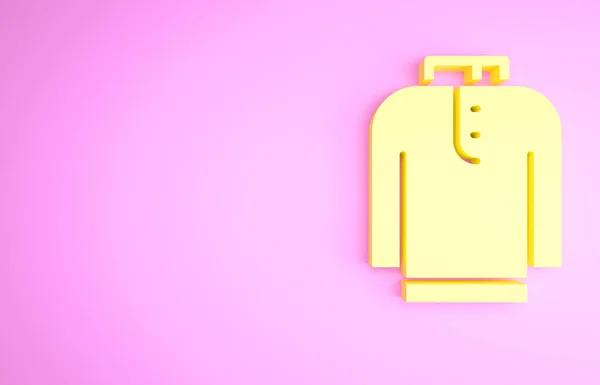黄色衬衫，库尔塔图标孤立在粉红色的背景。最低纲领的概念。3D渲染3D插图 — 图库照片