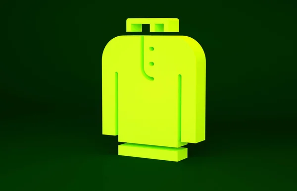 노란 셔츠 쿠리타 아이콘은 녹색 배경에 분리되어 있다. 미니멀리즘의 개념입니다. 3d 삽화 3D 렌더링 — 스톡 사진