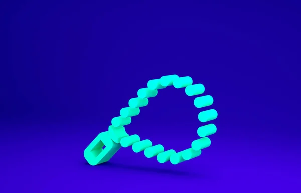 Grüner Rosenkranz Perlen Religion Symbol isoliert auf blauem Hintergrund. Minimalismus-Konzept. 3D Illustration 3D Renderer — Stockfoto