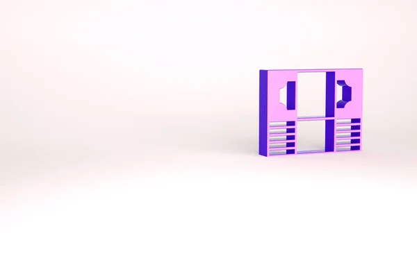 Purple Stacks Papiergeld Cash-Symbol isoliert auf weißem Hintergrund. Geldscheine stapeln sich. Bill Währung. Minimalismus-Konzept. 3D Illustration 3D Renderer — Stockfoto