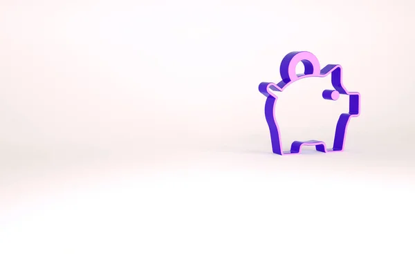 Purple Piggy bank icoon geïsoleerd op witte achtergrond. Ikoon sparen of accumulatie van geld, investeringen. Minimalisme concept. 3d illustratie 3D renderen — Stockfoto