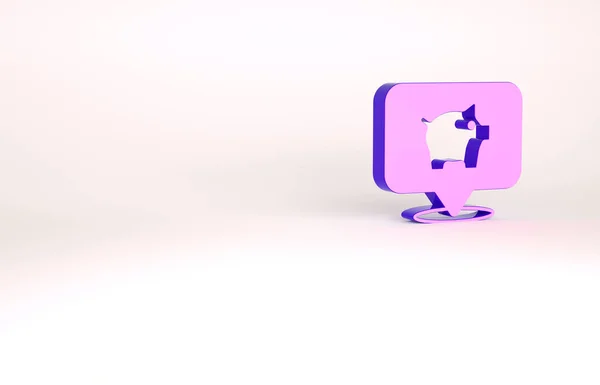 Purple Piggy icono de la orilla aislado sobre fondo blanco. Icono de ahorro o acumulación de dinero, inversión. Concepto minimalista. 3D ilustración 3D render — Foto de Stock