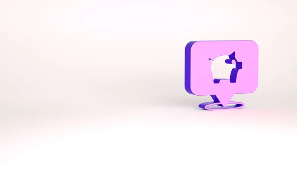 Ícone de banco Piggy roxo isolado no fundo branco. Economia de ícone ou acumulação de dinheiro, investimento. Conceito de minimalismo. 3D ilustração 3D render — Fotografia de Stock