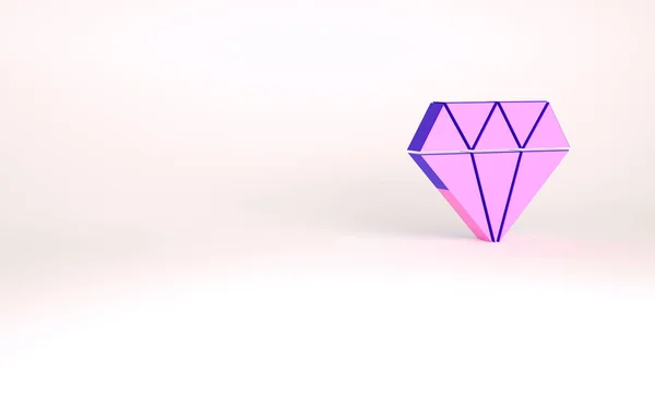 Purple Diamond icoon geïsoleerd op witte achtergrond. Sieraden symbool. Edelsteen. Minimalisme concept. 3d illustratie 3D renderen — Stockfoto