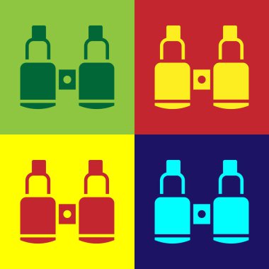 Pop Art Dürbünü simgesi renk arkaplanında izole edildi. Yazılım işareti bul. Casus ekipman sembolü. Vektör