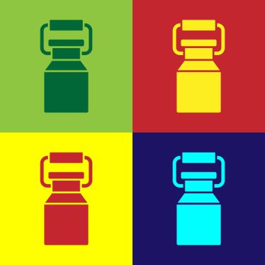 Süt ikonu için pop sanat kutusu renkli arka planda izole edilmiş. Vektör