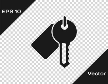 Şeffaf arkaplanda siyah işaretli anahtar simgesi izole edildi. Vektör